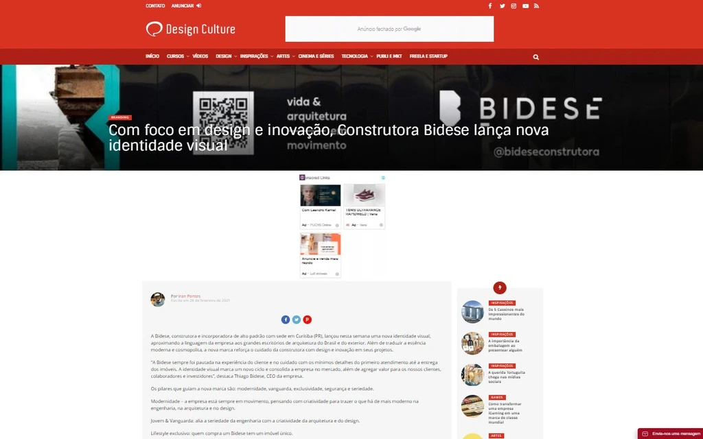Design Culture - "Com foco em design e inovação, Construtora Bidese lança nova identidade visual"
