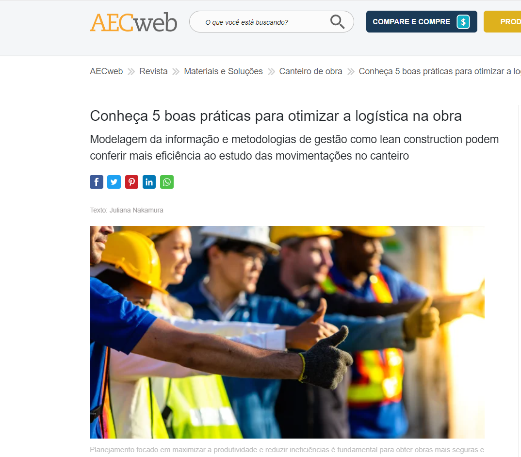 Portal AEC Web: Conheça 5 boas práticas para otimizar a logística na obra